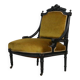 French Empire style  Black Wood and Velvet Armchair, 1850s