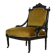 French Empire style  Black Wood and Velvet Armchair, 1850s