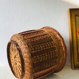 Rattan pot cache and woven wicker from the 70s
