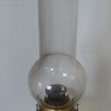 Amber glass kerosene lamp and pewter foot