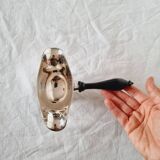 Classic style sauce boat, Perlas model, in silver metal, with removable handle