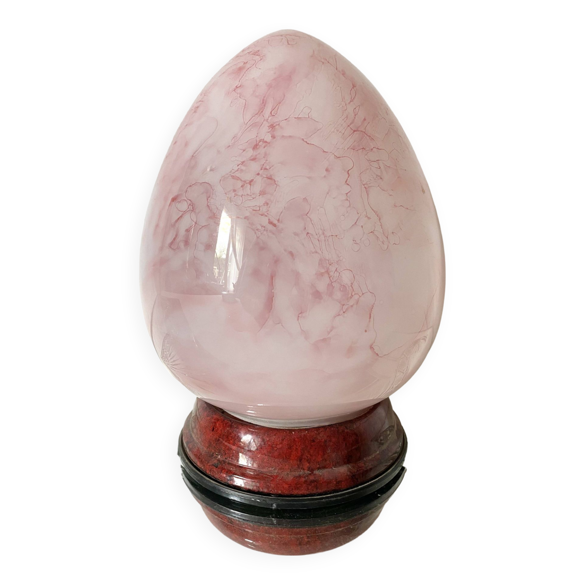 Pink marbled egg lamp, 80s