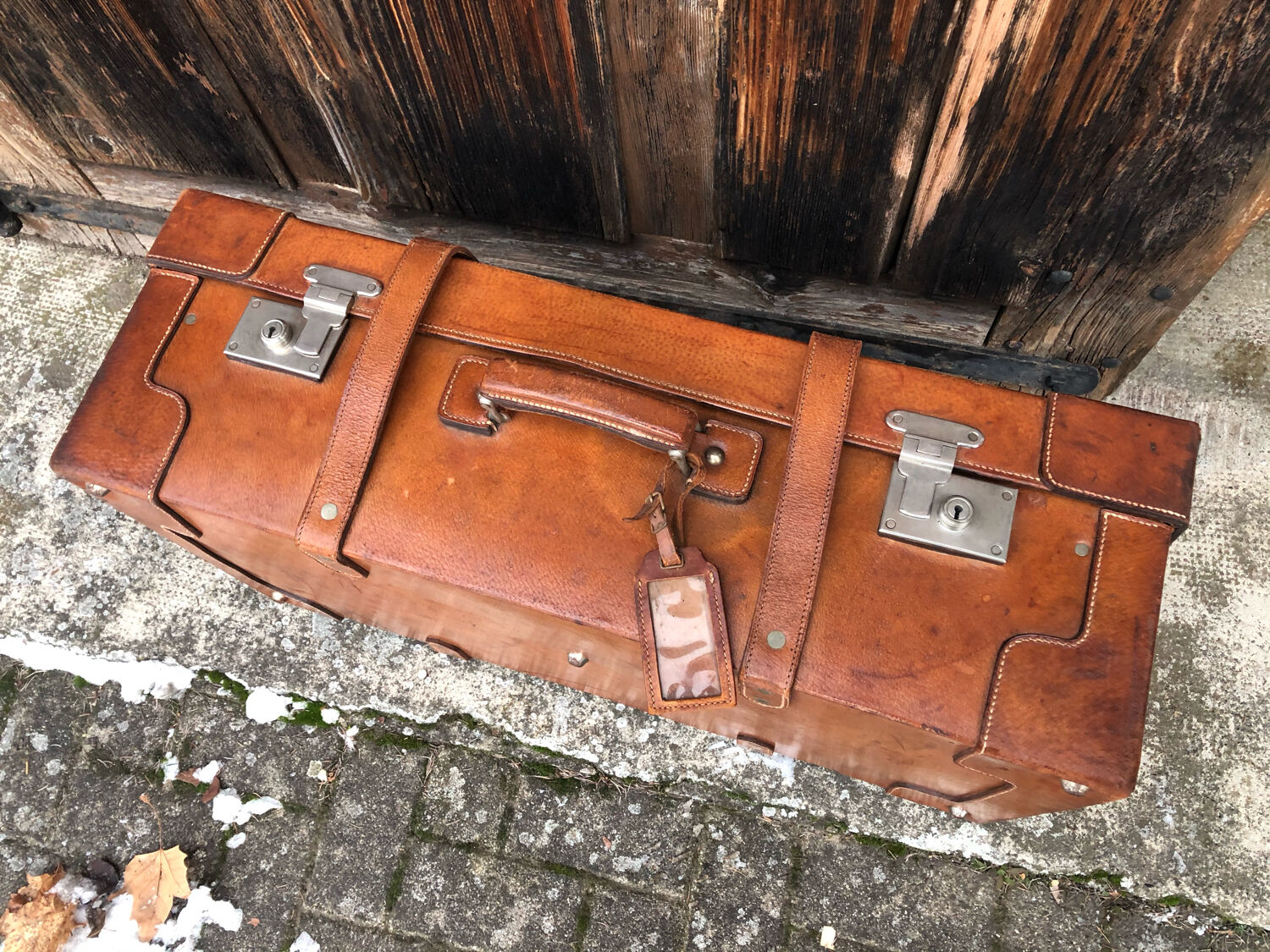 Art deco saddle leather trunk by old england paris