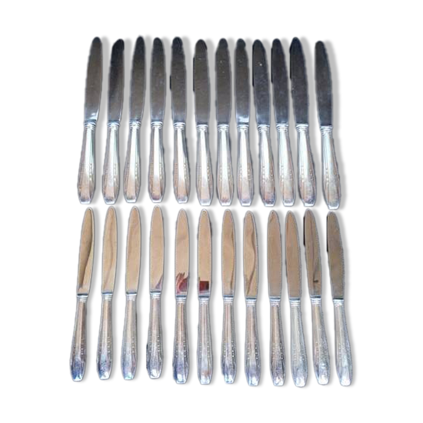 12 + 12 silver metal knives art deco period