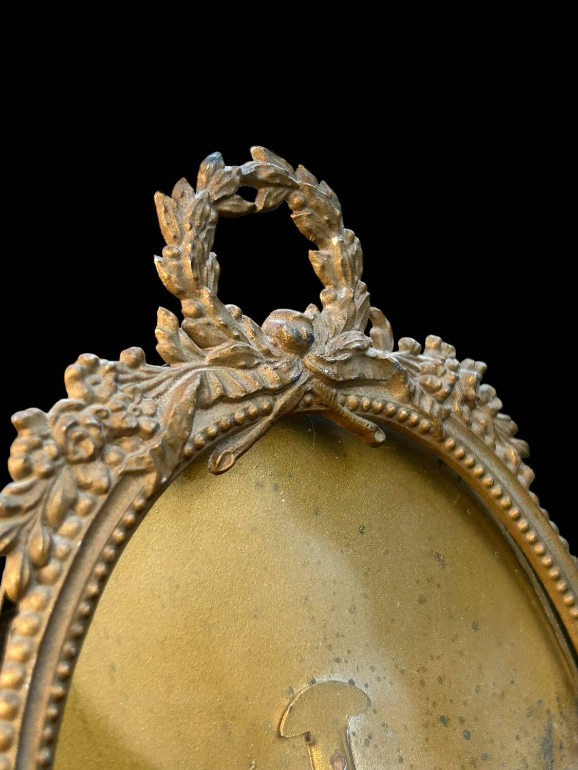 old photo frame, to stand, brass medallion, Louis XVI style, classic chic