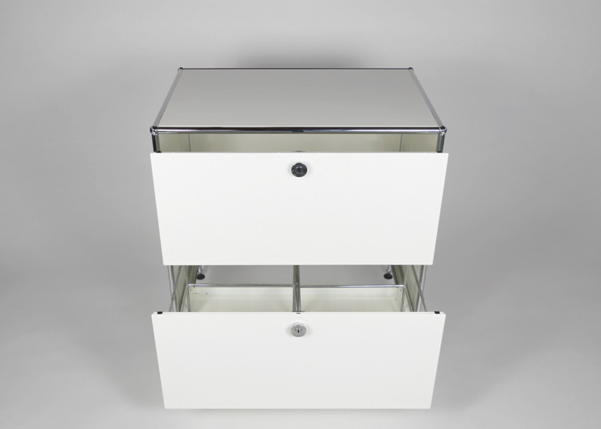 Industrial white iron 2 drawer cabinet by Fritz Haller & Paul Schärer for USM haller, 1980s (evt 2 available)