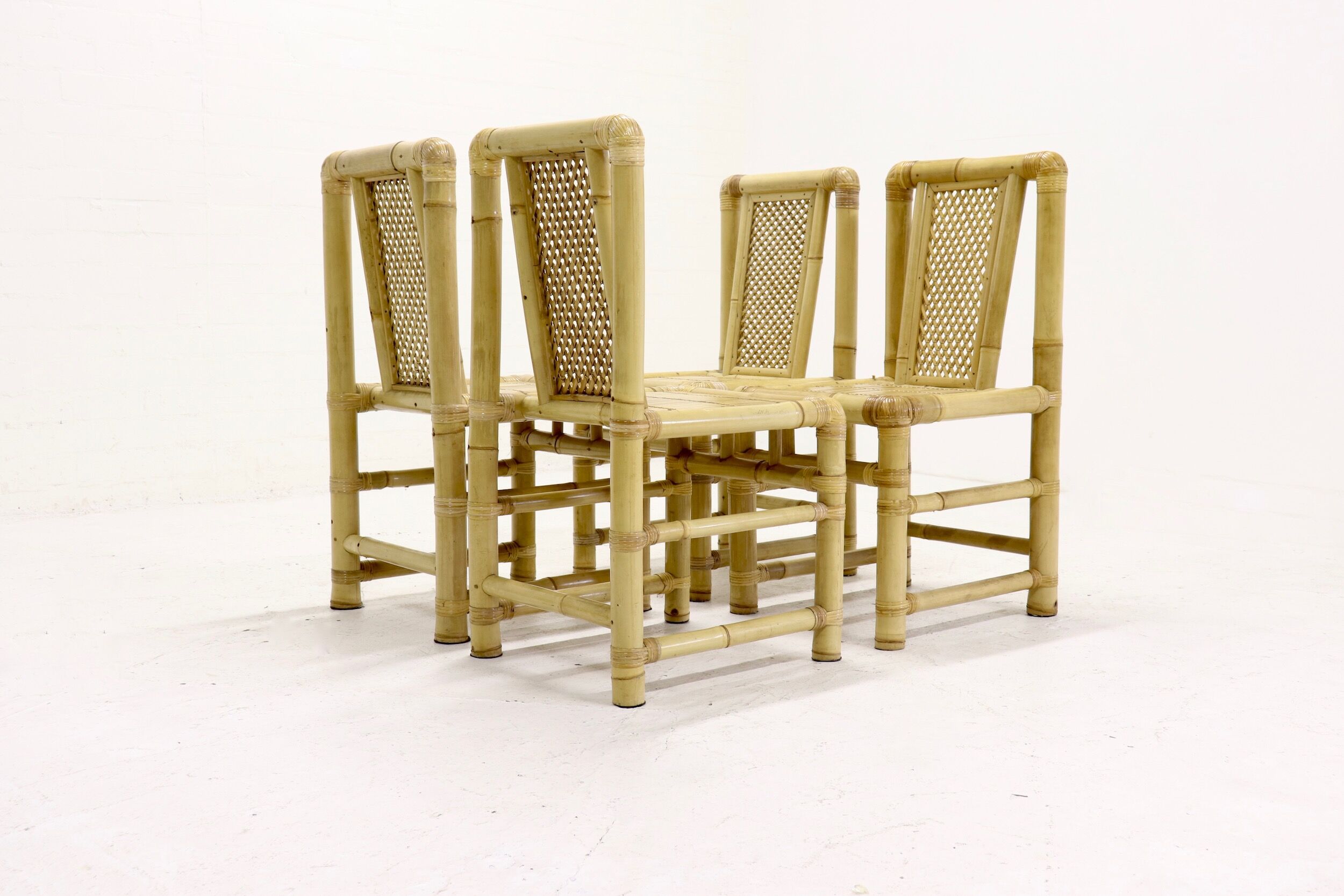 Bamboo dining chairs in tropicalist style 1970