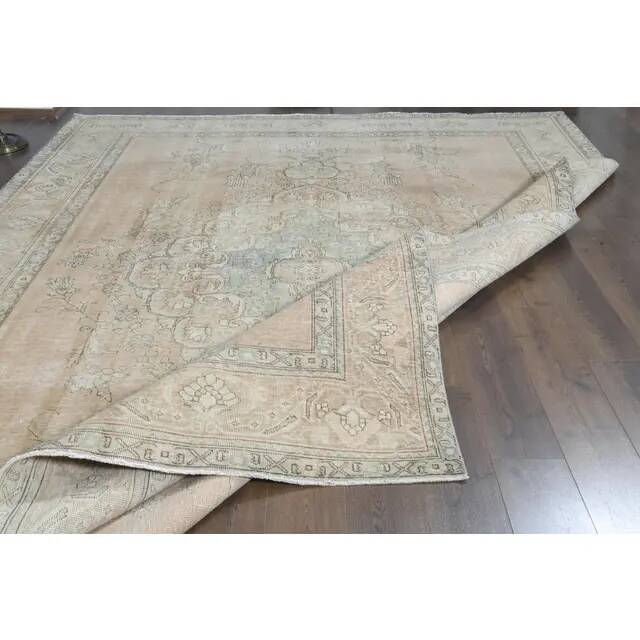 1970s Vintage Persian Handmade Wool Cotton Orange Area Rug 292x383