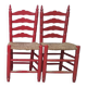 2 vintage red straw chairs