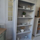 Pearl grey patinated bookcase