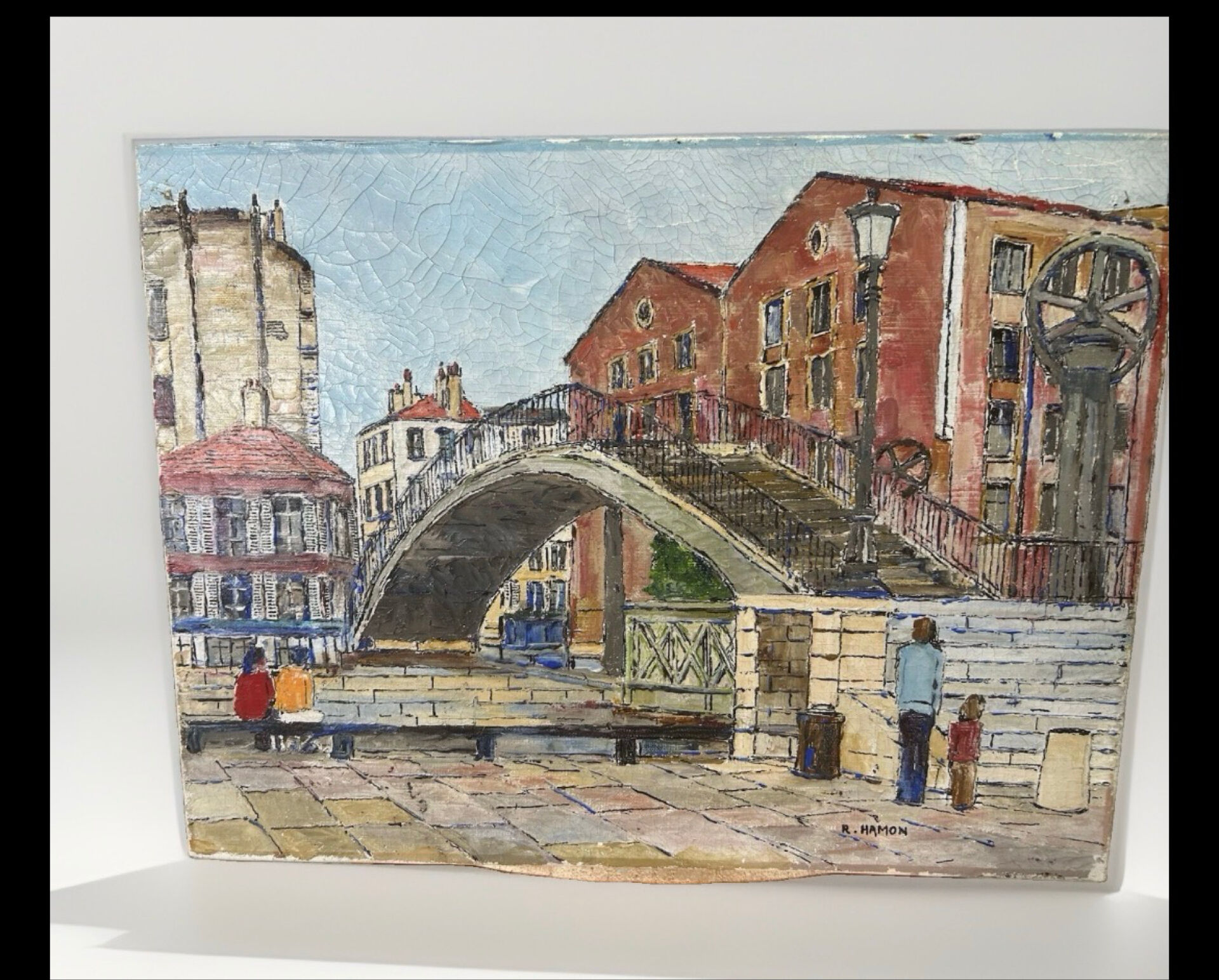 Painting of the lifting bridge on Rue de Crimée in Paris, Roland Hamon