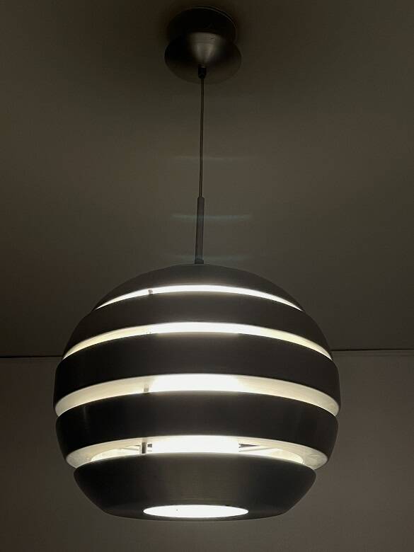 Brushed aluminum ball pendant light