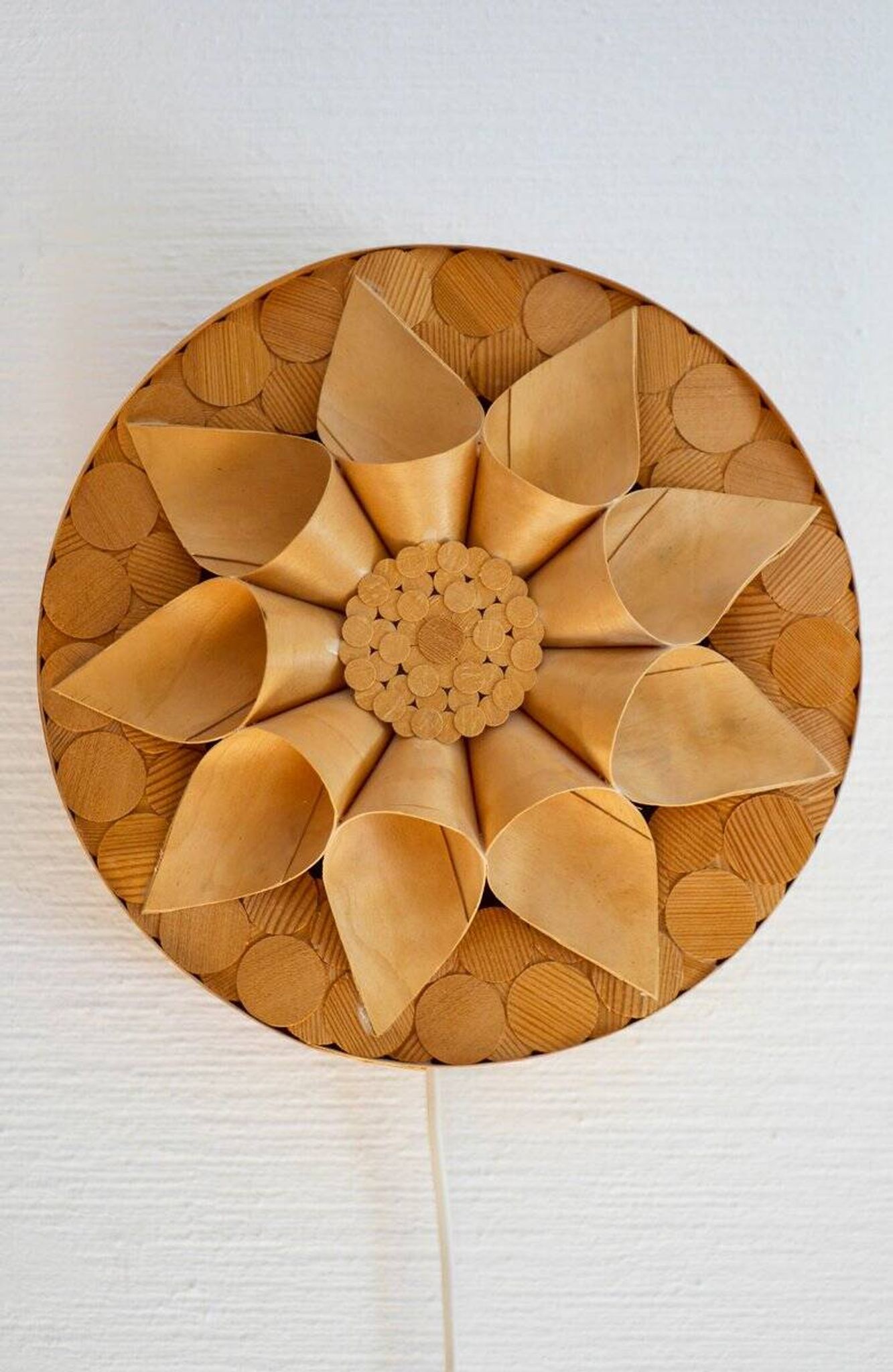 Handcrafted Swedish wooden wall sconces, set of 2