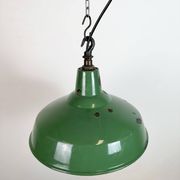 Industrial British Green Enamel Factory Pendant Lamp, 1960s