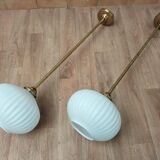 Pair brass and glass chandeliers