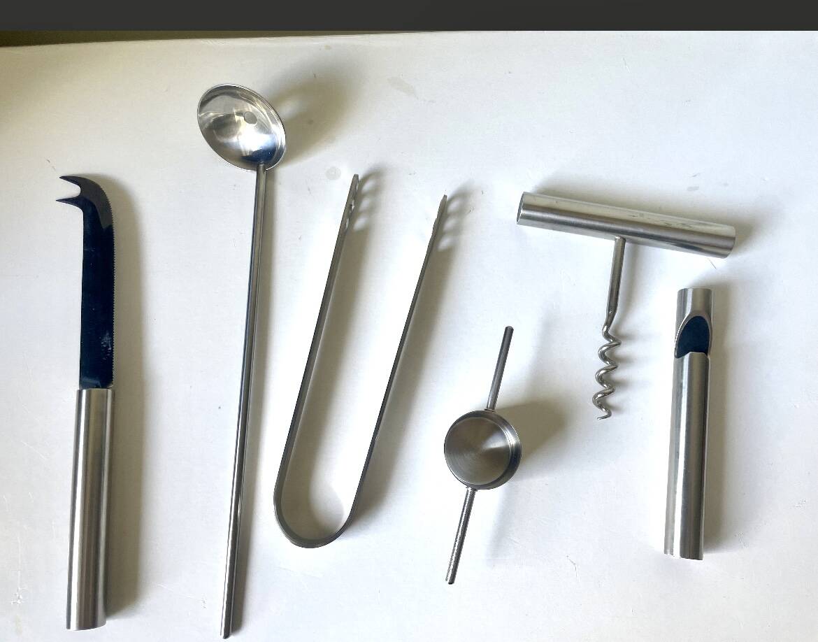 Vintage Stelton Bar Set Design Arne Jacobsen 6 pcs set Danish Design