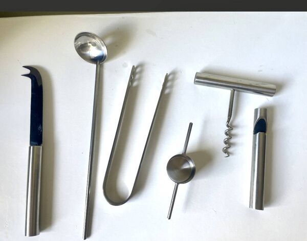 Vintage Stelton Bar Set Design Arne Jacobsen 6 pcs ensemble Design danois