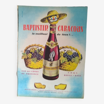 une publicité papier , vin Baptistin Caracous    issue d'une revue d'époque