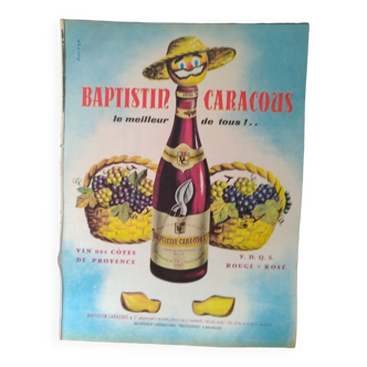 a paper advertisement, Baptistin Caracous wine from a period magazine
