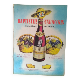 une publicité papier , vin Baptistin Caracous    issue d'une revue d'époque