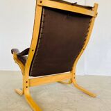 Vintage mid-century scandinavian brown leather lounge chair by ingmar relli