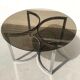 Table à diner ronde 120 cm verre et acier chromé 70