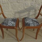 Set of 4 chic wooden chairs with firm fabric seats in Louis Philippe style – Completely revamped