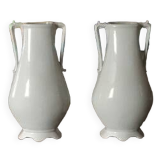 Pair of white porcelain flower vases