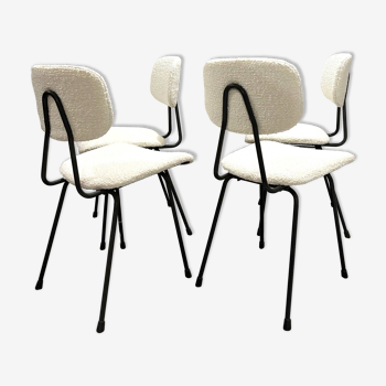 Série de 4 chaises tissu bouclette, années 50