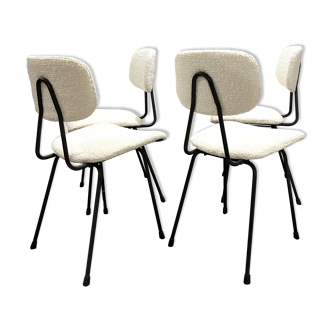 Série de 4 chaises tissu bouclette, années 50