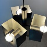 Vintage chandelier 70'S brushed steel 3 burners