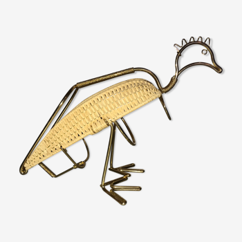 Porte-bouteille canard laiton et osier