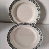 Trio of plates (2 soup plates, 1 dinner plate) Longchamp René, duck egg blue decoration