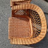 Paire de fauteuils de salon en rotin des année 1960