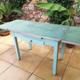 Vintage table of the 50s mado style in formica and wood with drawer and extension cords