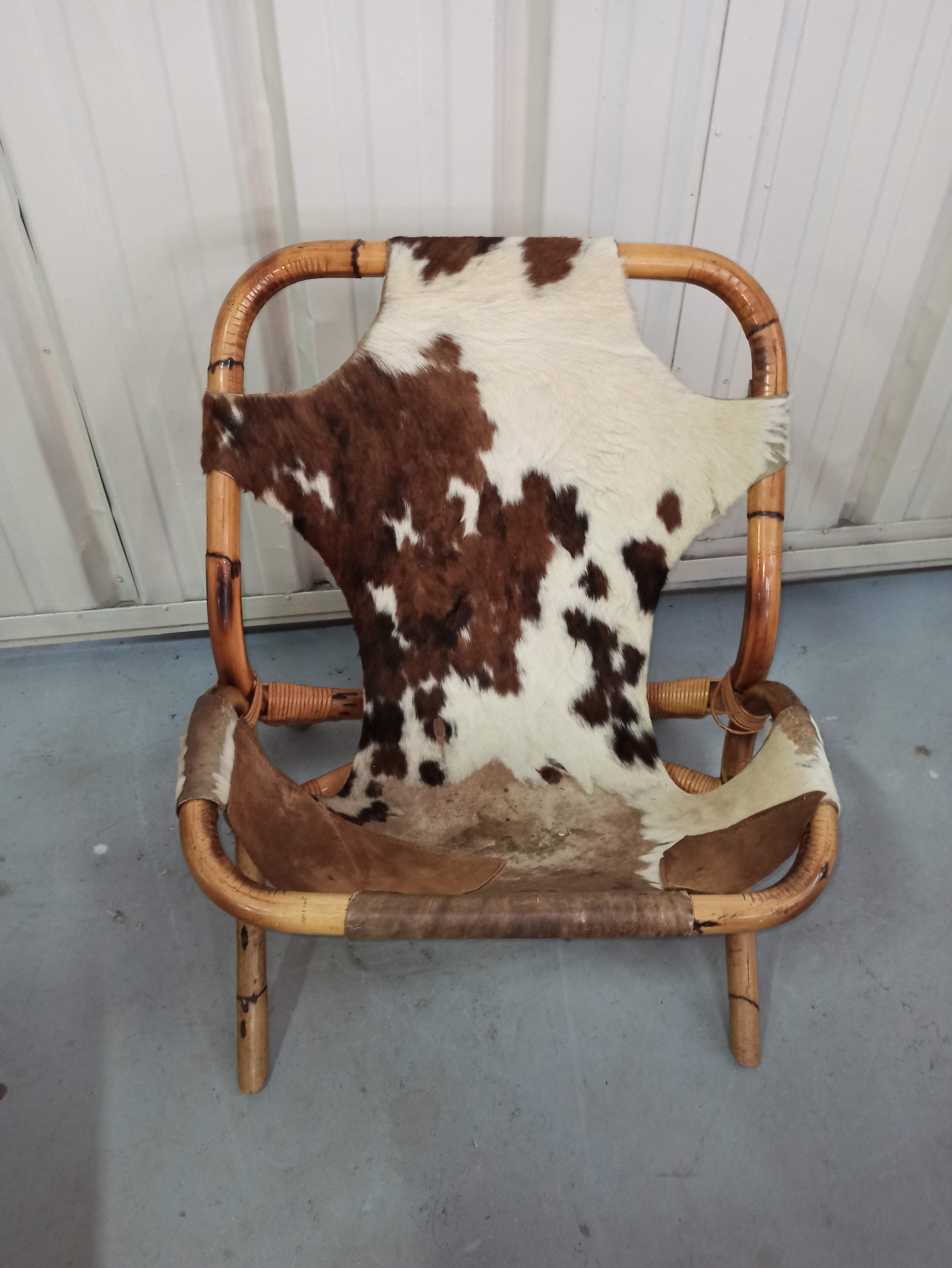 Pair of armchairs bamboo leather skin rohé noordwolde