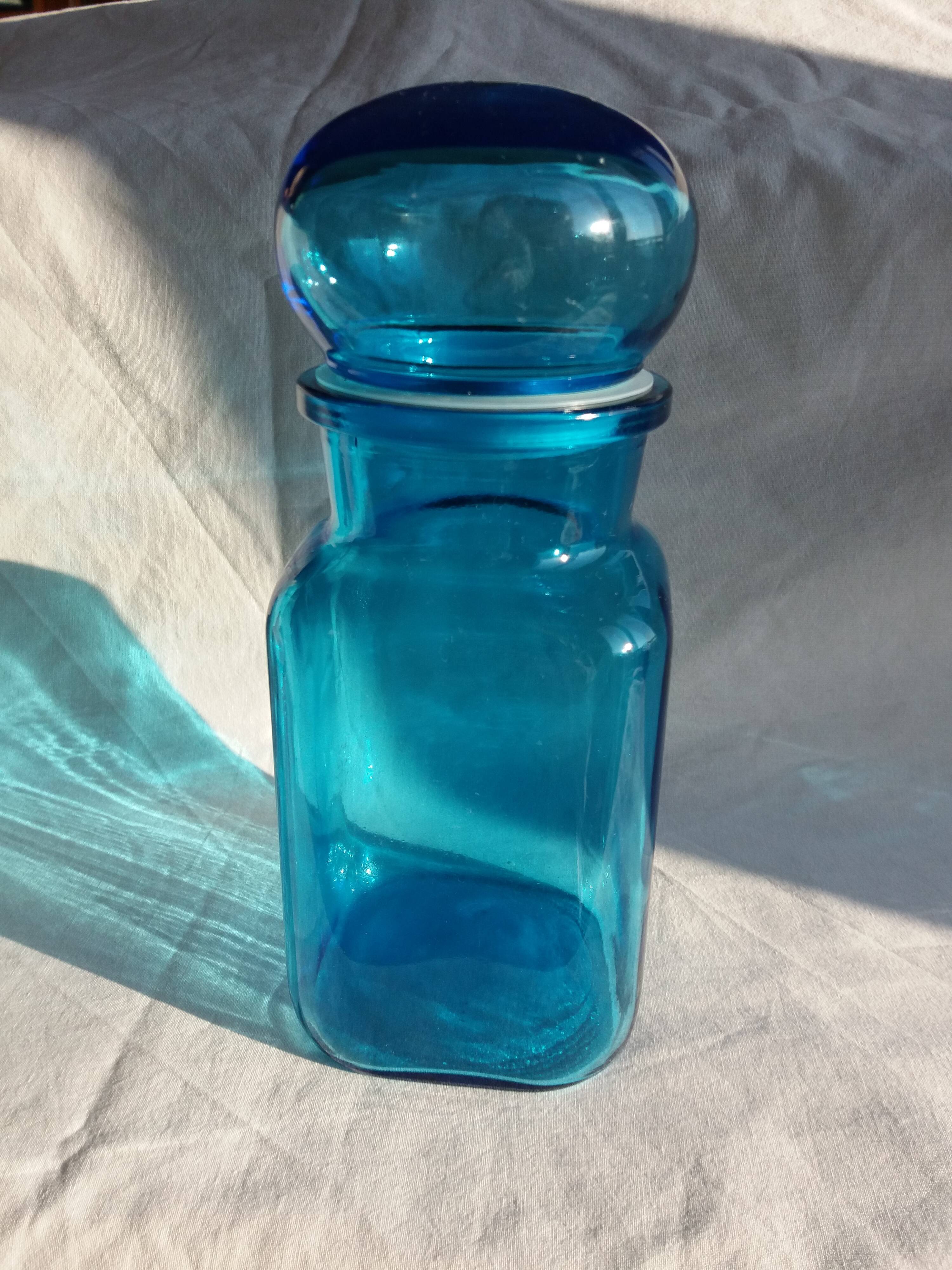 Apothecary bottle airtight blue glass jar