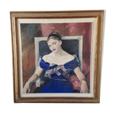 Portrait painting on wood 50s