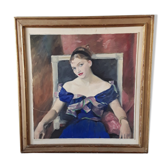 Portrait painting on wood 50s