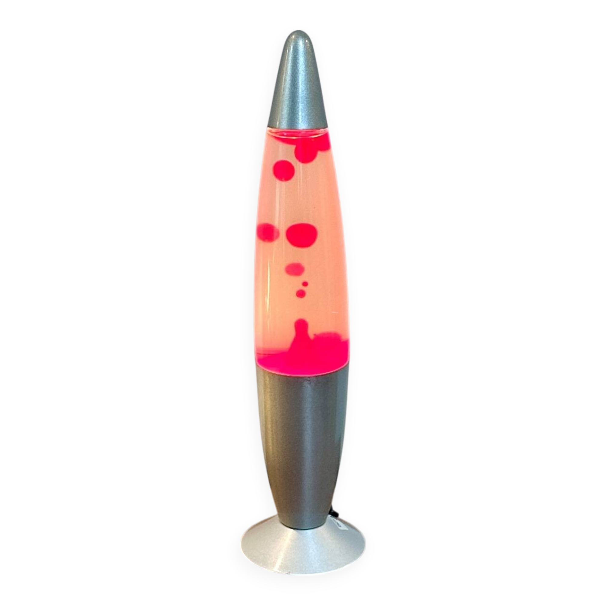 Vintage Psychedelic Lava Lamp - Metal and Glass - Red and White