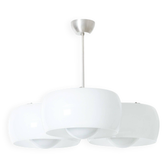 Vico Magistretti for Artemide Triclinio chandelier opaline glass 1967