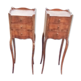 Beautiful pair of bedside tables, in walnut wood, Louis XV style