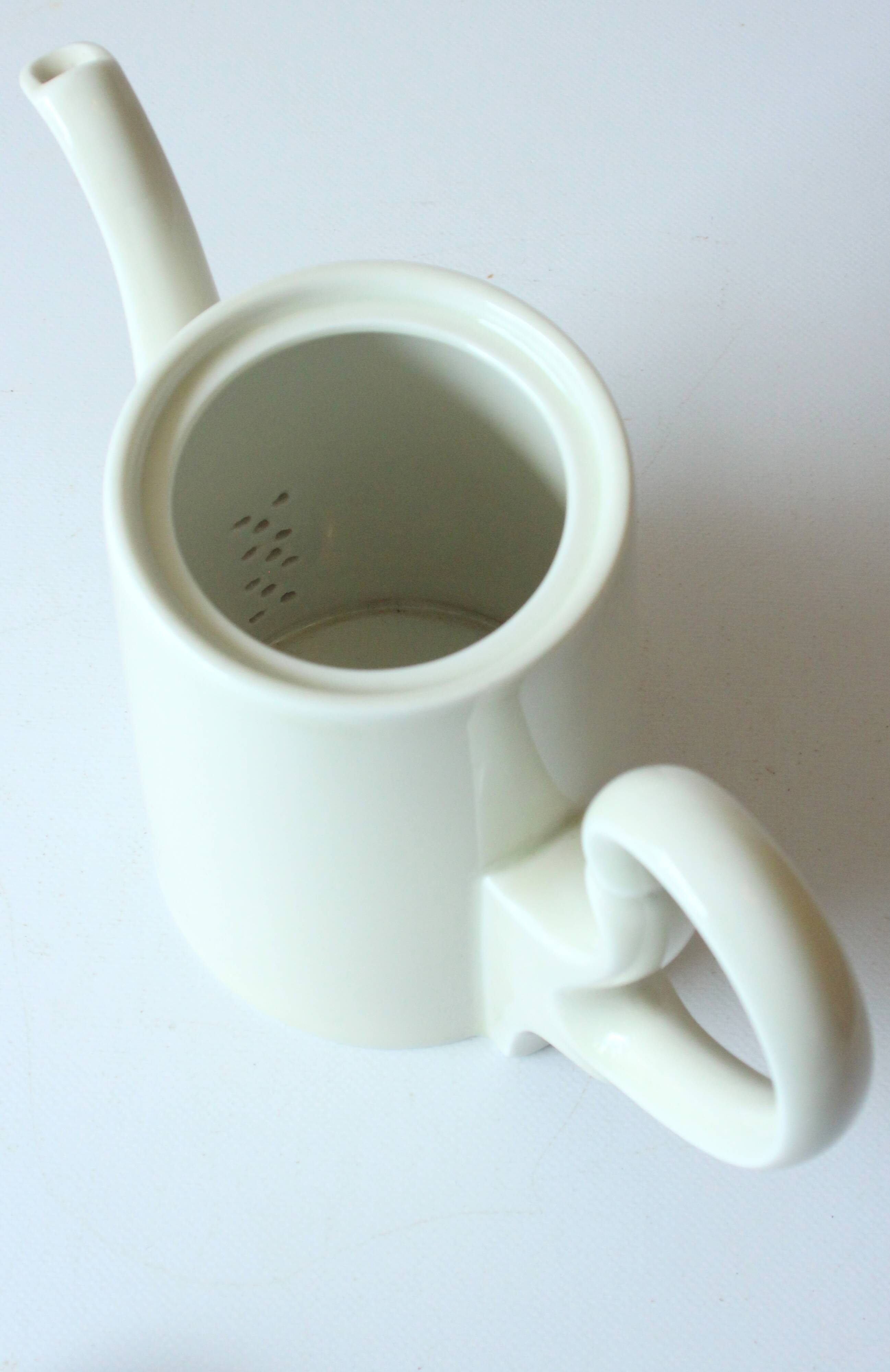 Cafetière en porcelaine HKE avec capot chauffant en métal argenté - Vintage