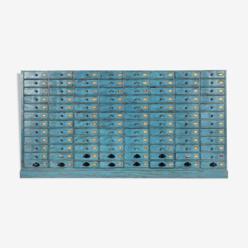 Pastourel wooden craft furniture with 96 drawers with blue patina