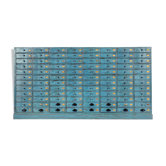 Pastourel wooden craft cabinet with 96 drawers and blue patina