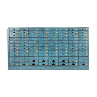 Pastourel wooden craft furniture with 96 drawers with blue patina