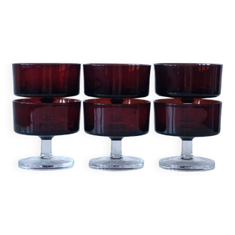 Lot de 6 coupes à desserts rouge translucides BP