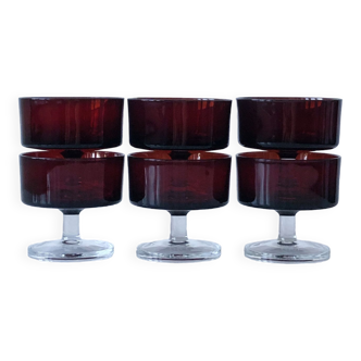 Set of 6 BP translucent red dessert cups