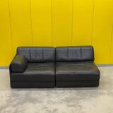 De Sede DS-76 Modular 2-Seater Sofa / Sofa Bed – Black Leather (1970s)
