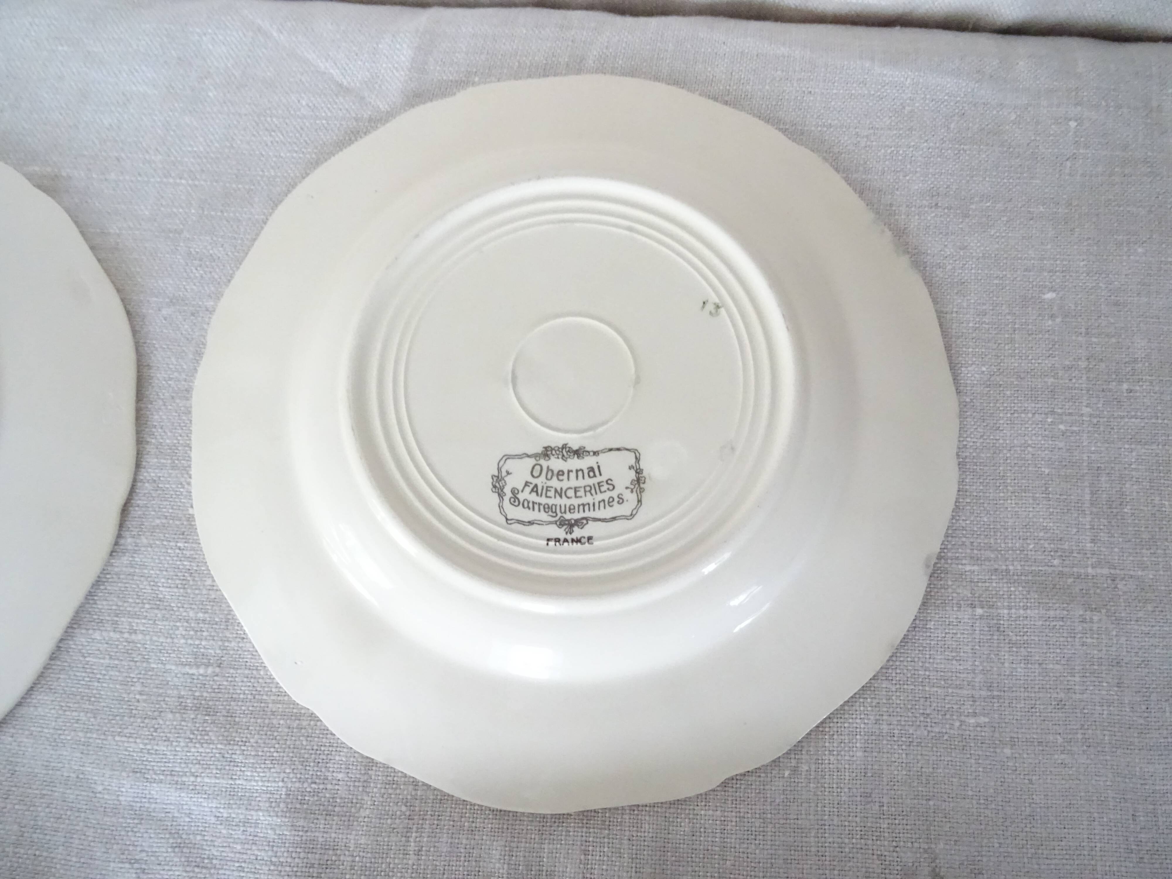 6 plates dessert H.Loux Sarreguemines Obernai